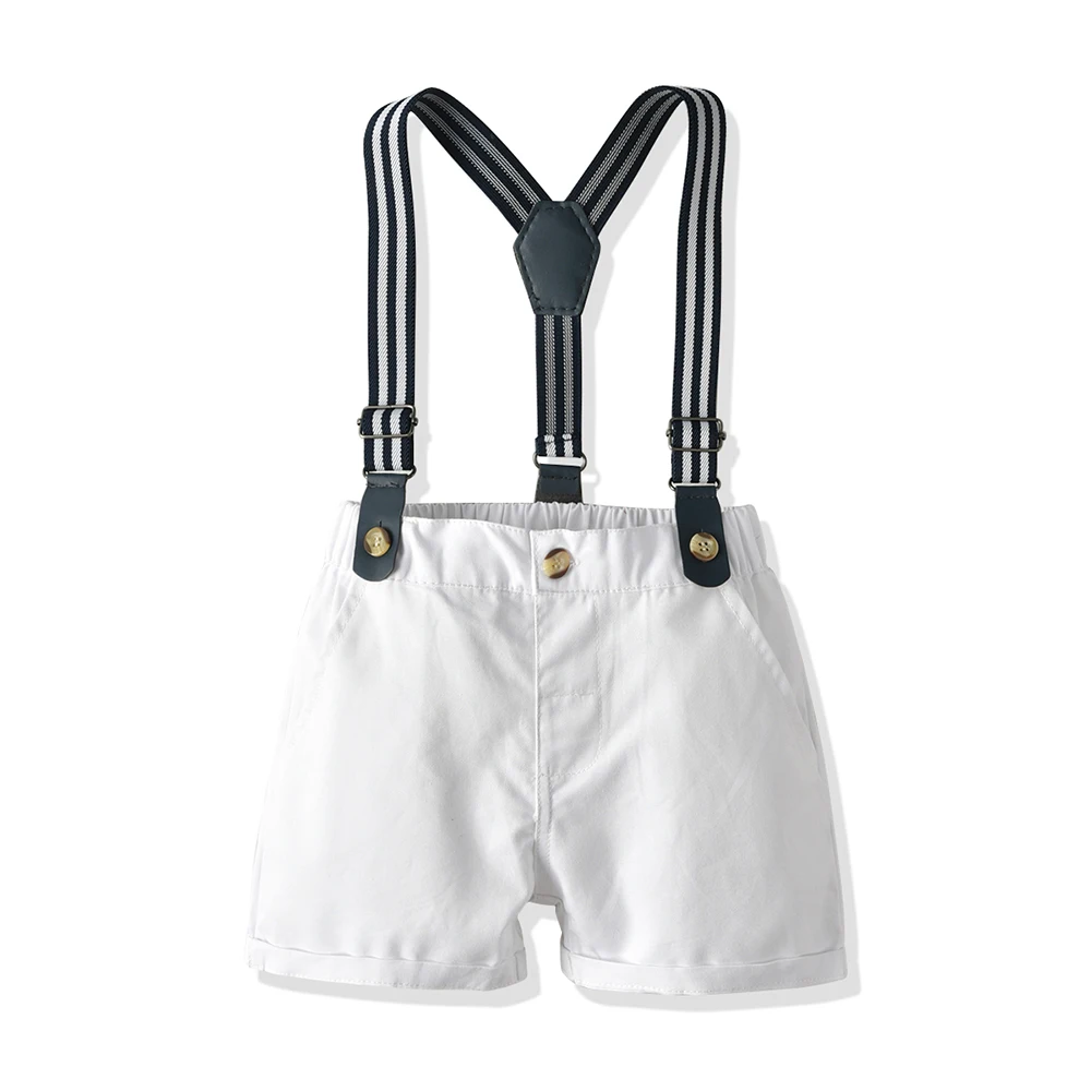 Top and Summer Kids Boys Casual Clothing Sets Short Sleeve Purple Shirt+Overalls Children Boy Gentleman Outfits Bebe Suit |