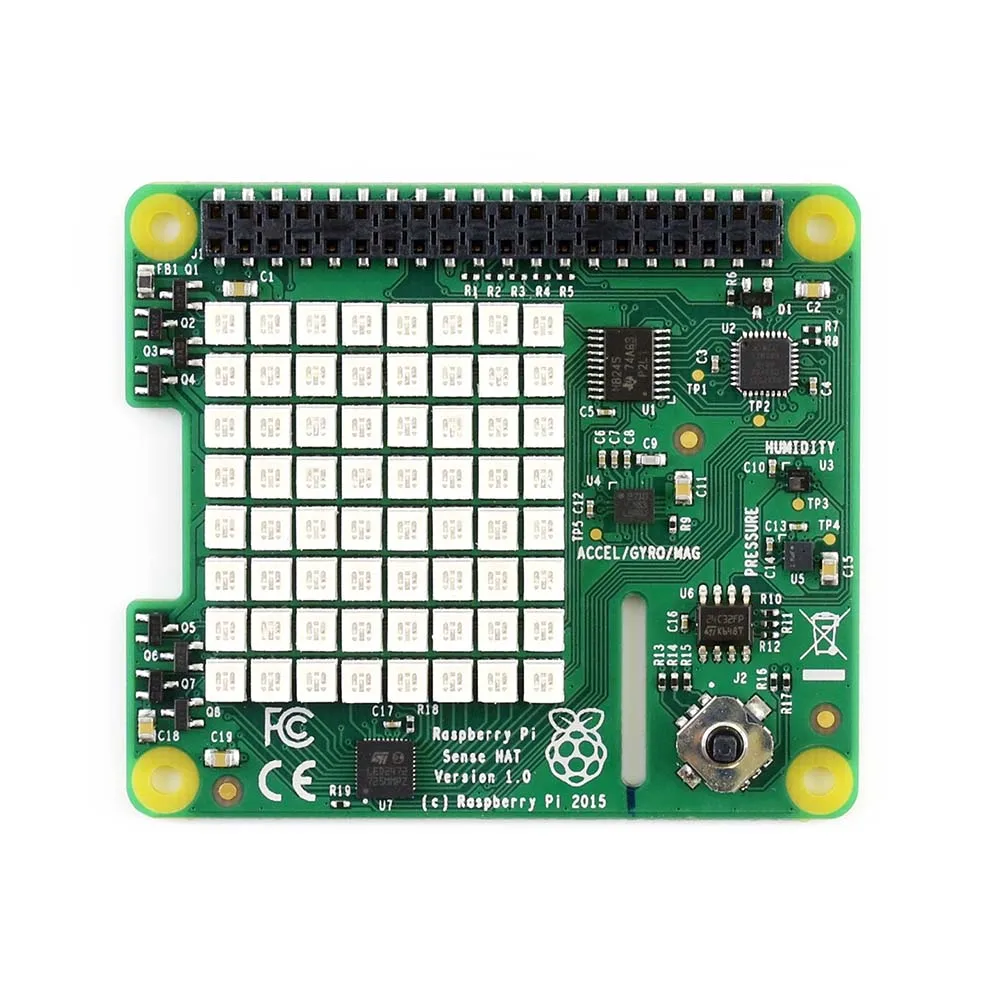 Wavesahre Sense Hat для Raspberry Pi дополнительная плата с 8*8 светодиодная RGB Матрица Джойстик