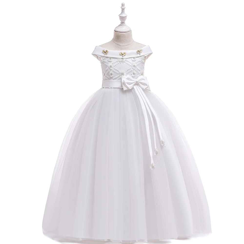 White Wedding Kids Dress for girls Evening Children Flower Long Princess Girls Pageant Gown Teenager Party Clothes | Детская одежда и