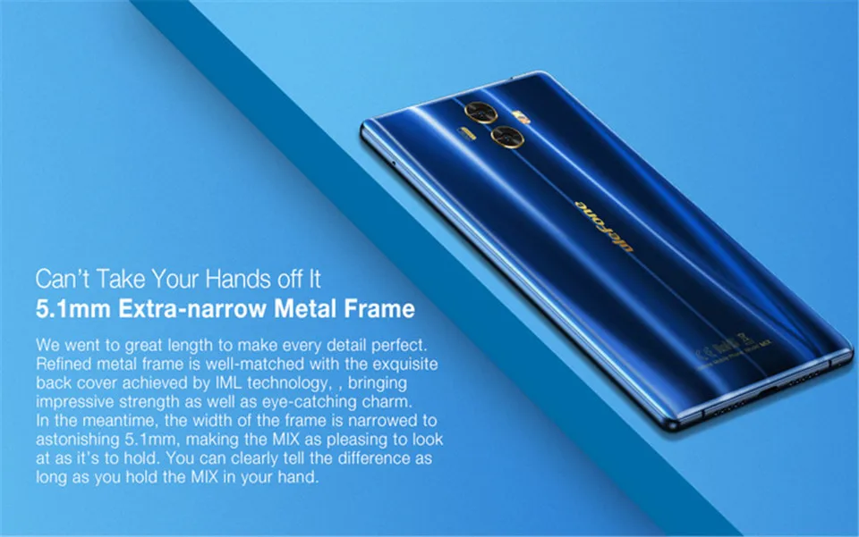 Смартфон Ulefone Mix, четыре ядра, 4 Гб+ 64 ГБ, MTK6750T, 5,5 дюйма, HD, 13 МП, двойная реальная камера, Android 7,0, отпечаток пальца, мобильный телефон