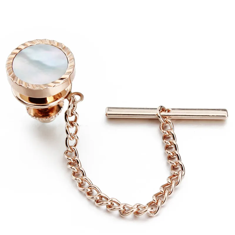 Rose Gold Модный мужской галстук HAWSON из розового золота с перламутром, матовый металлический клатч с цепочкой, свадебный подарок - Цвет: Rose Gold