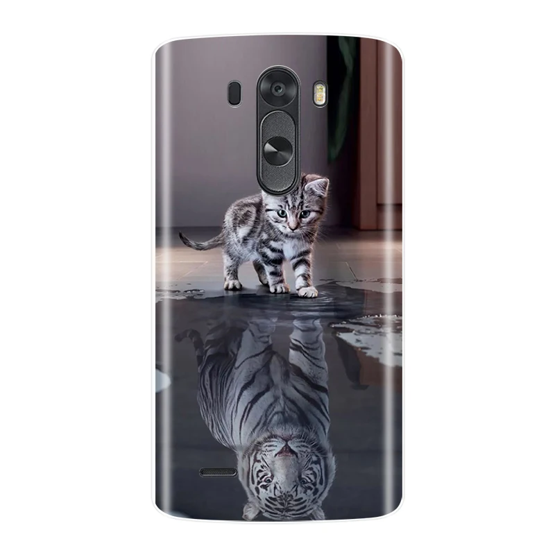 Чехол для телефона для LG G3, Мягкий Силиконовый ТПУ чехол с милым котом и цветами для LG G3 D850 D851 D855, чехол
