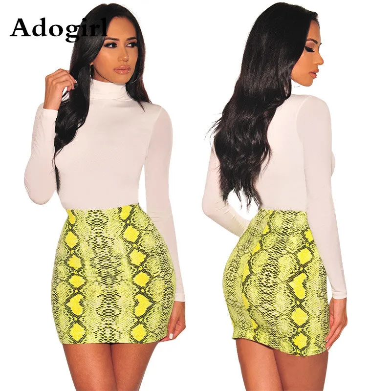 Elegant Snake Print Mini Skirt Women Fashion Sheath Bodycon Short Club Party Pencil Skirts Female Back Zipper Design Outfits | Женская