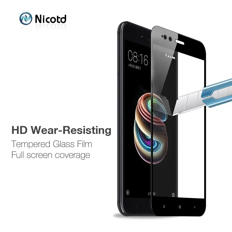 Nicotd 2.5D Полноразмерное закаленное стекло для Xiaomi Mi A1 5X мобильный телефон 5 дюйма