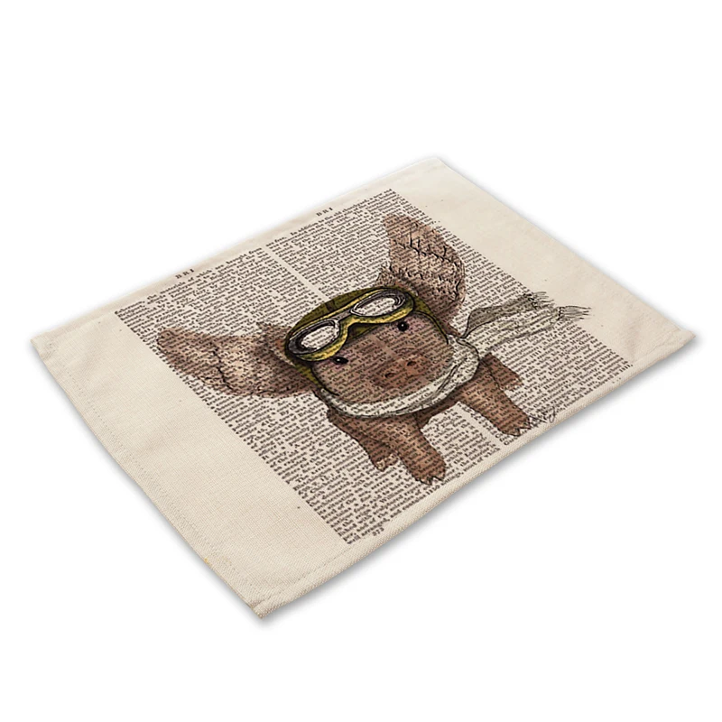 Мультяшные животные Милая свинья печать индивидуальные коврики для стола коврик