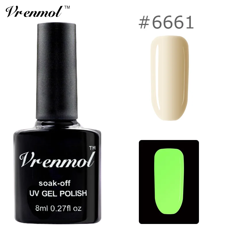 Vrenmol телесный флюоресцентные цвета Светящийся Гель лак для ногтей светящийся в