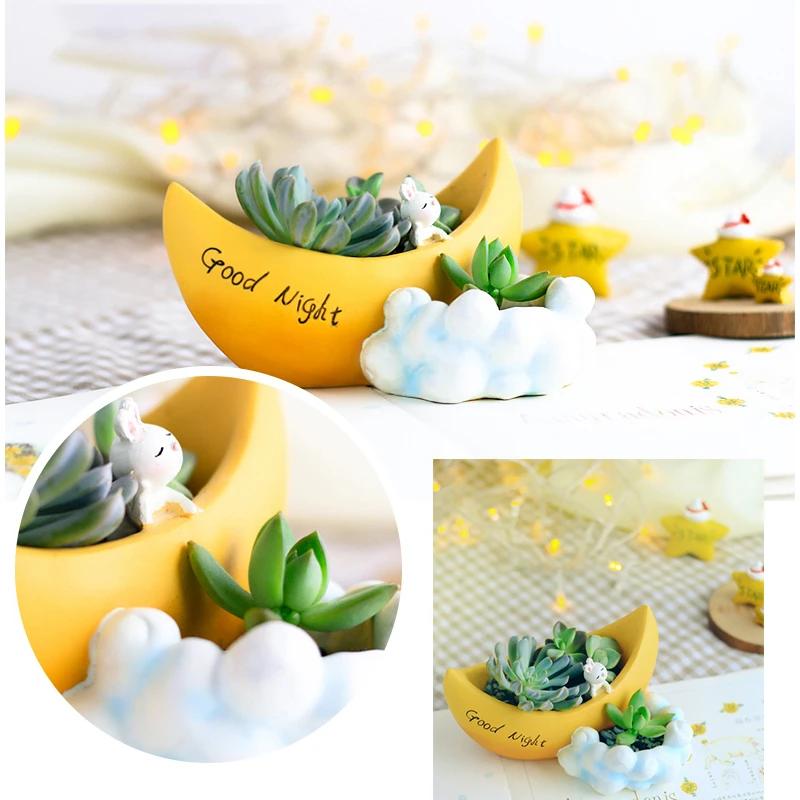 Новое поступление 1 шт. мультяшный цветочный горшок в виде Луны настольный