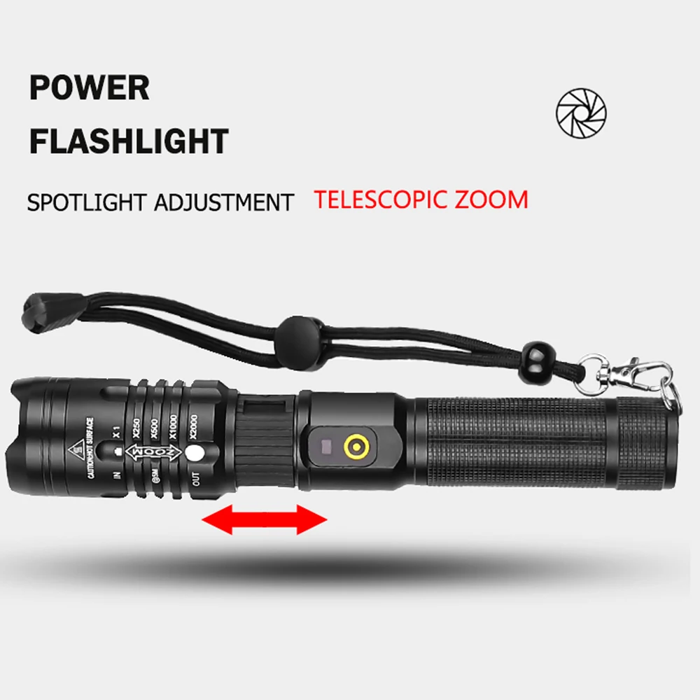 Мощный светодиодный фонарь XHP50.2, перезаряжаемый фонарь XHP70.2, USB фонарь с зумом, XHP50, охотничий фонарь для самообороны, 18650