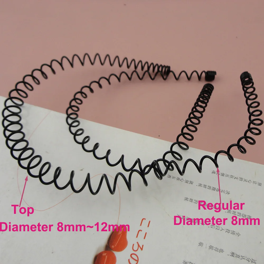 

5PCS 12mm 1.5mm Wire Phone cords TOP Black Plain Twisted wire Metal Hair Headbands at lead free nickle free hair hoops