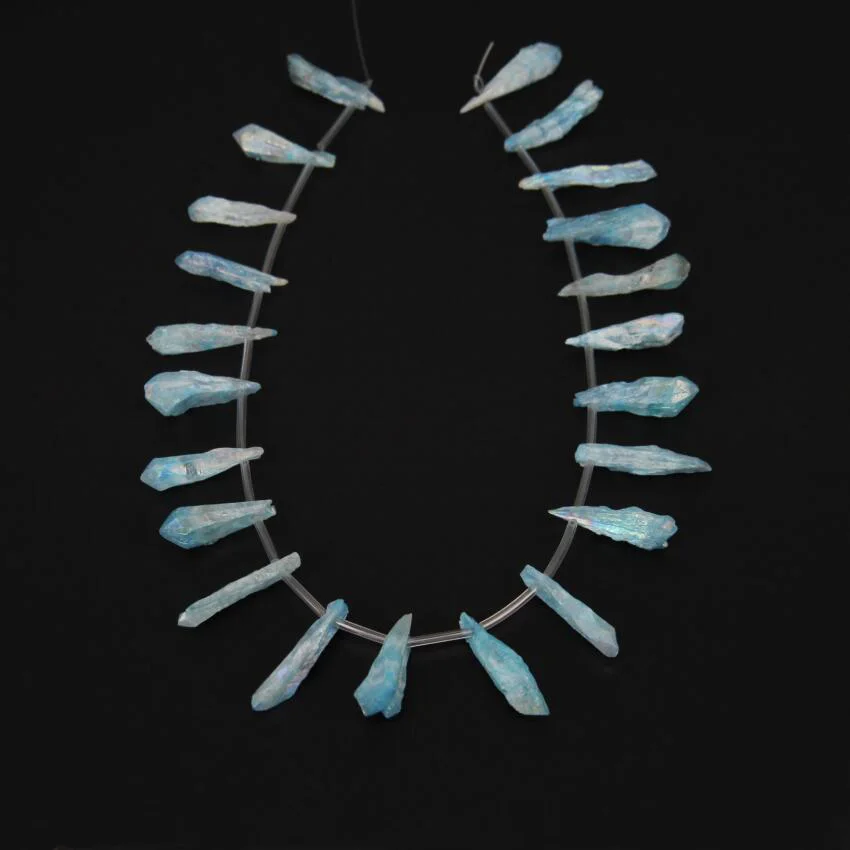 Приблизительно 22 шт Необработанные небесно-голубые хрустальные длинные бусы