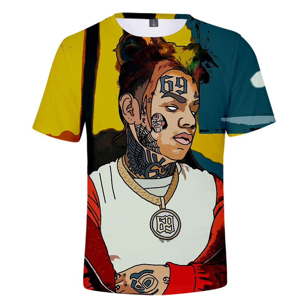 Горячая Певица 6IX9INE 3D печать короткая футболка мальчик/девочка Лето личности