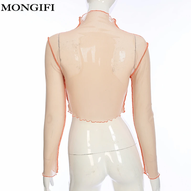 MONGIFI Черный Дракон печатных футболка Femme пикантные Перспектива с длинным рукавом