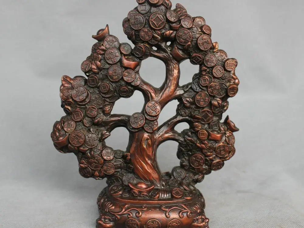 Zmrui 10 ''Китайский Фэншуй Бронзовая Монета Yuanbao Слиток Статуя дарующая