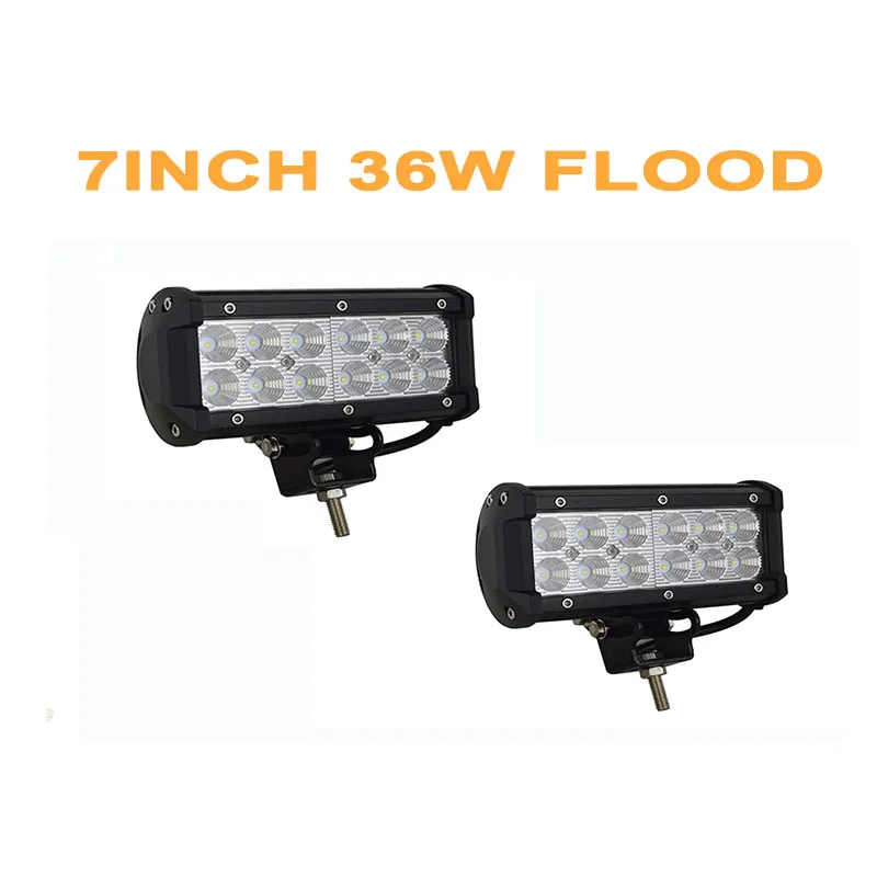 2pcs 36w Flood 4 7, 12, 15, 18, 20, 22, 25 28 36-44 дюйма светодиодный светильник бар светодиодный рабочий светильник внедорожнике 4WD седельный тягач лодка 4x4 ATV внедорожник 12V 24V - Цвет: 2pcs 36w Flood
