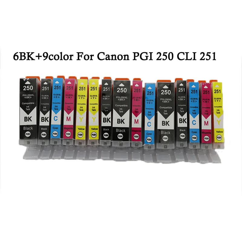 

LuoCaiPGI-250 250 cli251 Compatible Ink Cartridge For Canon PIXMA IP7220 IP8720 MX922 MX722 MG5420 MG5422 MG5520 MG6320 MG6420