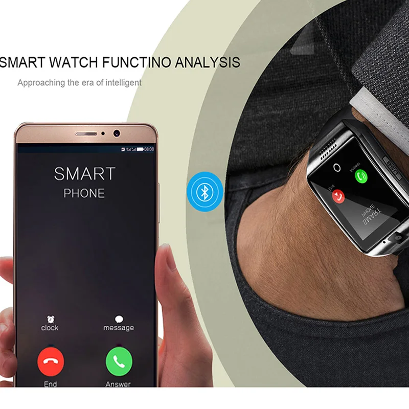 Bluetooth Смарт часы Q18 для мужчин поддержка фото TF сенсорный экран многоязычный