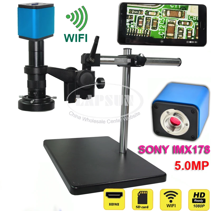5MP 1080P @ 60FPS HDMI Wi Fi микроскоп камера с объективом 20 180X датчиком SONY imx178 для ТВ