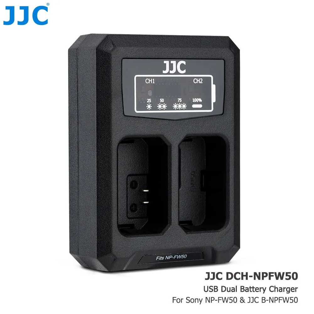 JJC USB двойной Батарея путешествия Зарядное устройство для sony NP-FW50 A6400 A7 A7S A7R A7II A7SII A7RII A6500 A6300 A6000 заменяет BC-VW1 BC-TRW