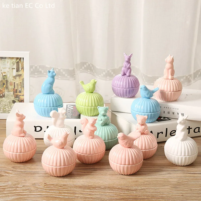 Цветная Фарфоровая коробка для ювелирных изделий с маленькими животными серьги