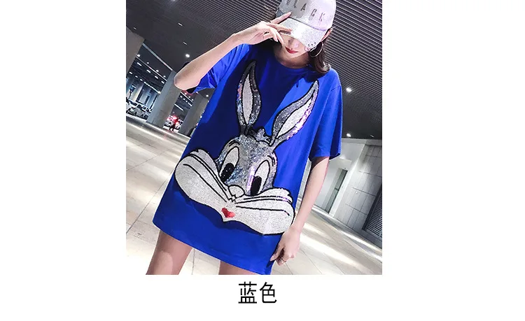 Харадзюку женские рубашки Bugs Bunny Sequin уличная хлопковая Высококачественная Корейская одежда повседневные длинные женские рубашки