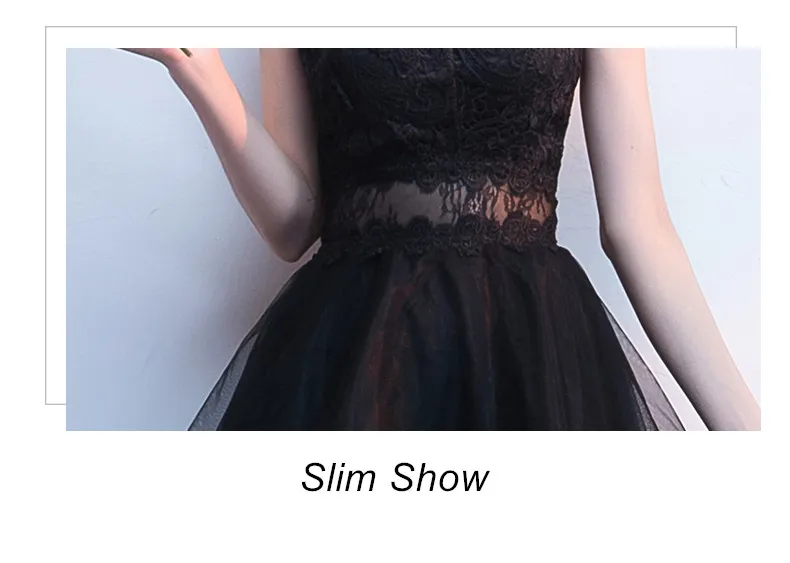 Robe de soiree новое черное элегантное кружевное вечернее платье без рукавов vestido de festa короткое переднее длинное сзади вечернее платье платья для выпускного вечера