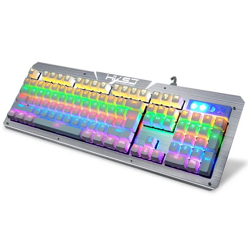 White keyboard Настоящая механическая клавиатура подсветка клавиатура геймера плата клавиатуры красный переключатель rgb USB проводной 104 клавиш зеленая ось QWERTY английский - Цвет: White keyboard