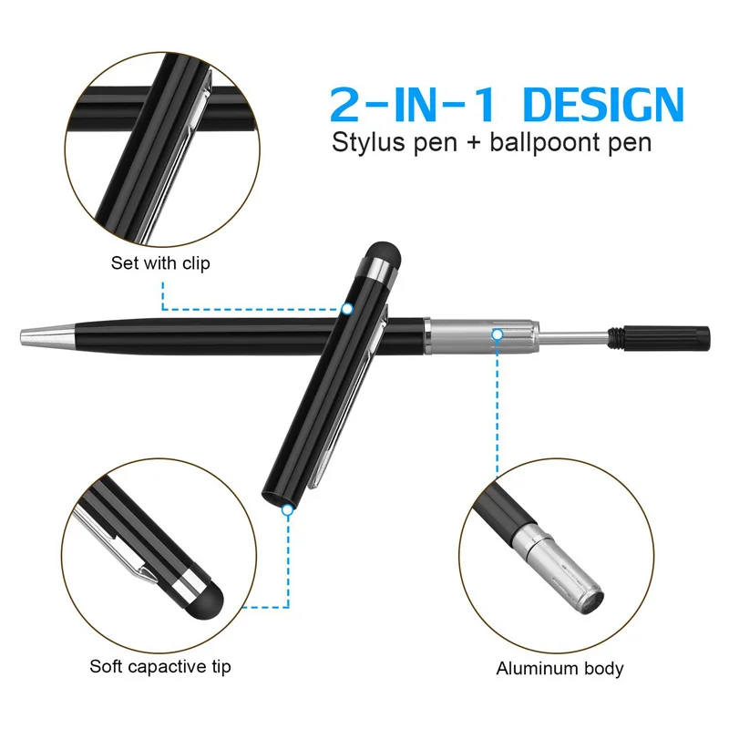 10pcs Tablet Stylus Pen Universal 2 in 1 Capacitive Touch Screen with Ball Point for iPad iPhone Samsung Huawei | Компьютеры и офис