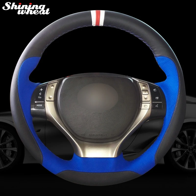 

Hand Sew Black Blue Leather Car Steering Wheel Cover for Lexus ES250 ES300h GS250 GS300h RX270 RX350