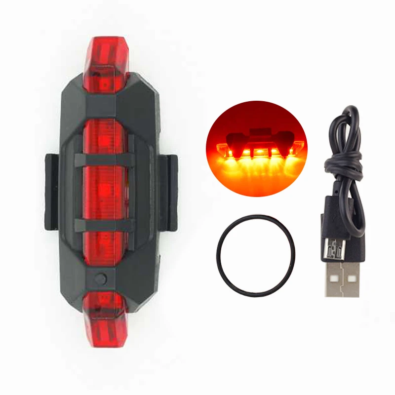 WasaFire Портативный USB Перезаряжаемые велосипед задний Безопасность