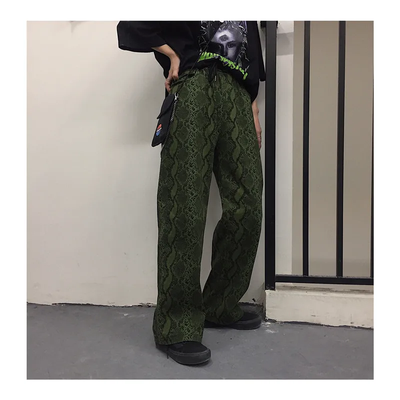 Neploe, Осенние винтажные женские штаны, эластичная талия, Harajuku, змеиный принт, женские, мужские, уличные, BF стиль, длинные штаны, 38977