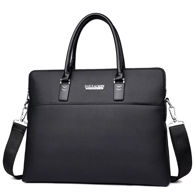 Мужская черная кожаная офисная сумка Коричневый мужской портфель для ноутбука