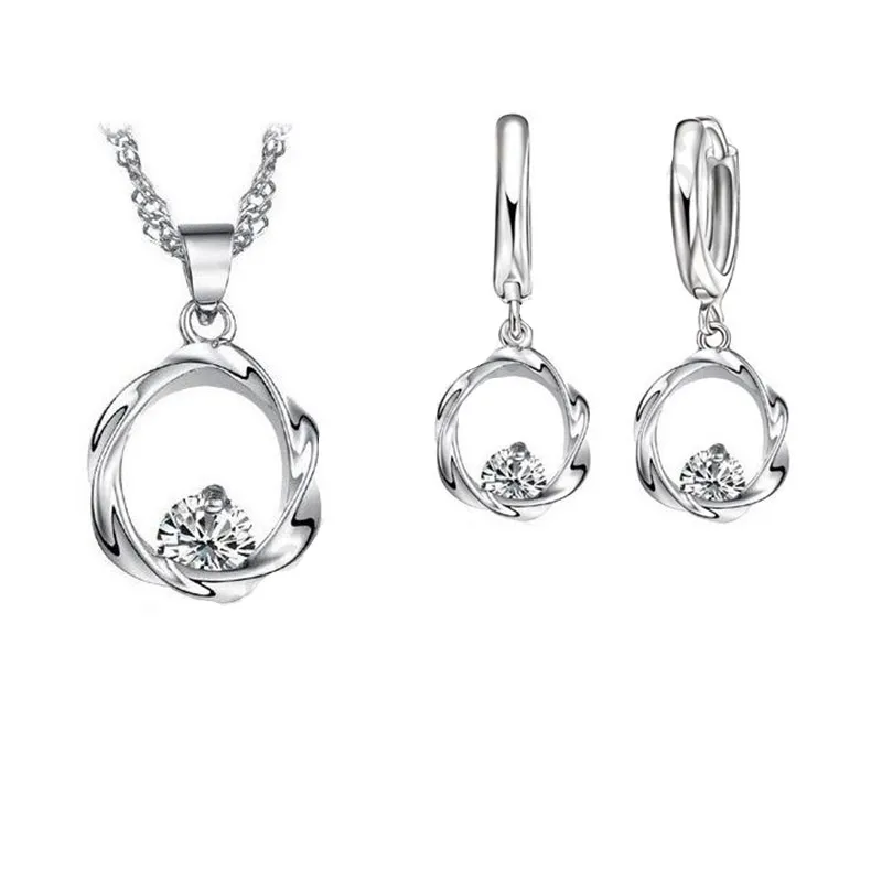 Женский комплект из колье серёг и кольца серебра 925 пробы|silver wedding jewelry|necklace
