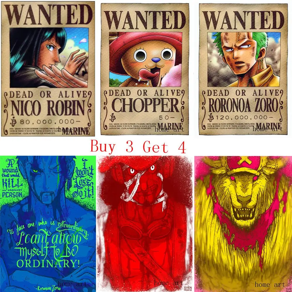 Цельный Плакаты Luffy Wanted наклейки на стену с белым покрытием Бумага Высокое