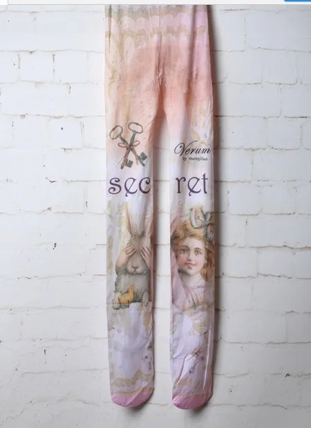 10pcs Princess sweet stocking elastic stockings rompers leggings pantyhose rabbit girl tattoo print most fashion 2022 | Женская одежда