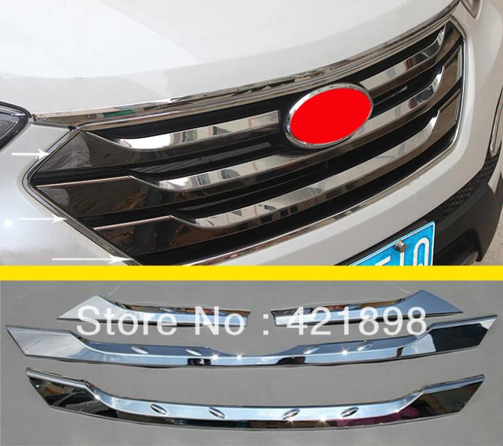 Для hyundai Santa Fe 2013 ABS Хромированная передняя решетка Вокруг отделки