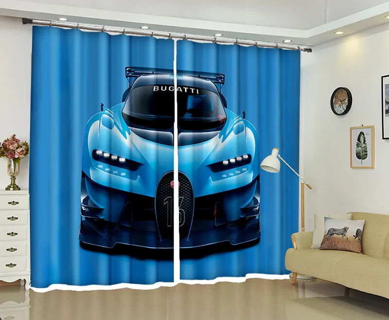 Роскошная синяя Автомобильная занавеска Затемняющая 3d-занавеска на окна
