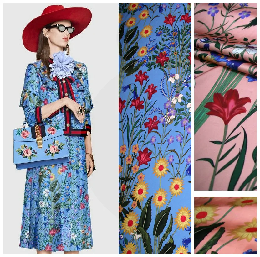 

145cm Italian printed fabric fashion dress scarf fabric polyester material diyparent-child fabric wholesale polyester cloth