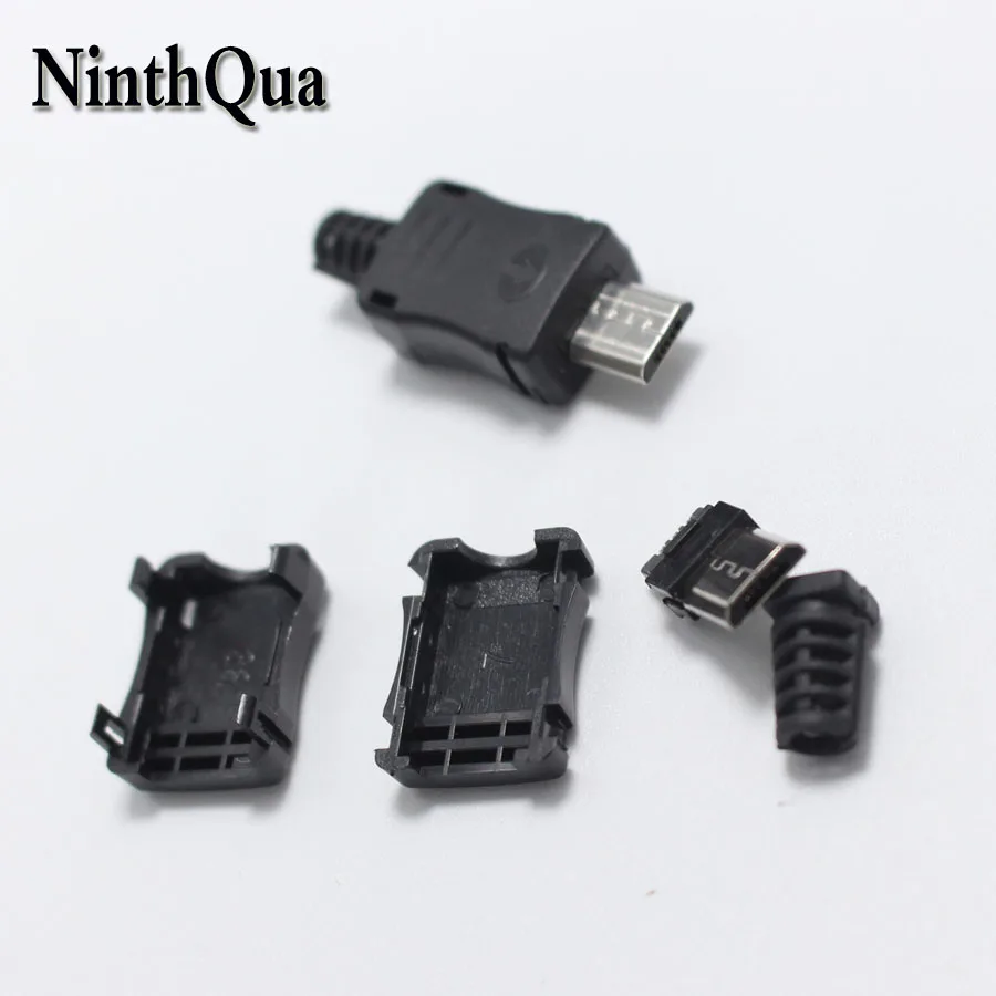 5 комплектов Micro USB 5Pin сварочный Штекерный разъем 4 в 1 сделай сам черные штекеры