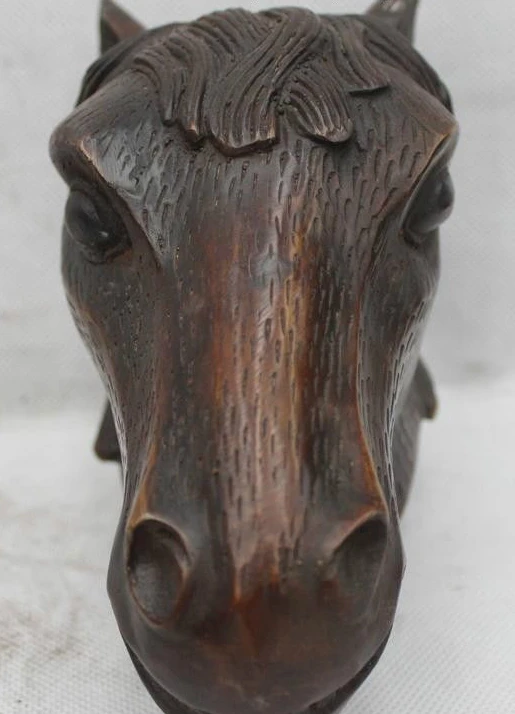 5&quotChinese Fengshui Bronze Lucky Zodiac Year Horse head Statue sculpture | Дом и сад