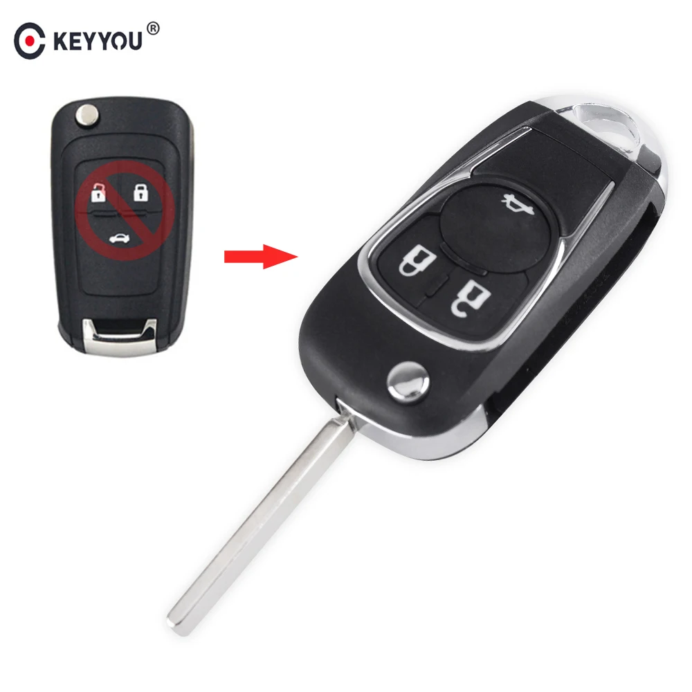 KEYYOU 3 кнопки модифицированный флип-чехол для ключей Chevrolet Cruze Camaro Equinox Malibu Sonic Spark Volt