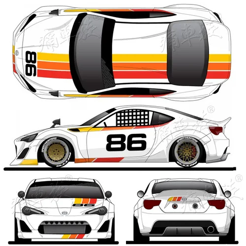 B Гоночное украшение Модифицированная Автомобильная Наклейка для Toyota GT86 Subaru BRZ Scion - Название цвета: B