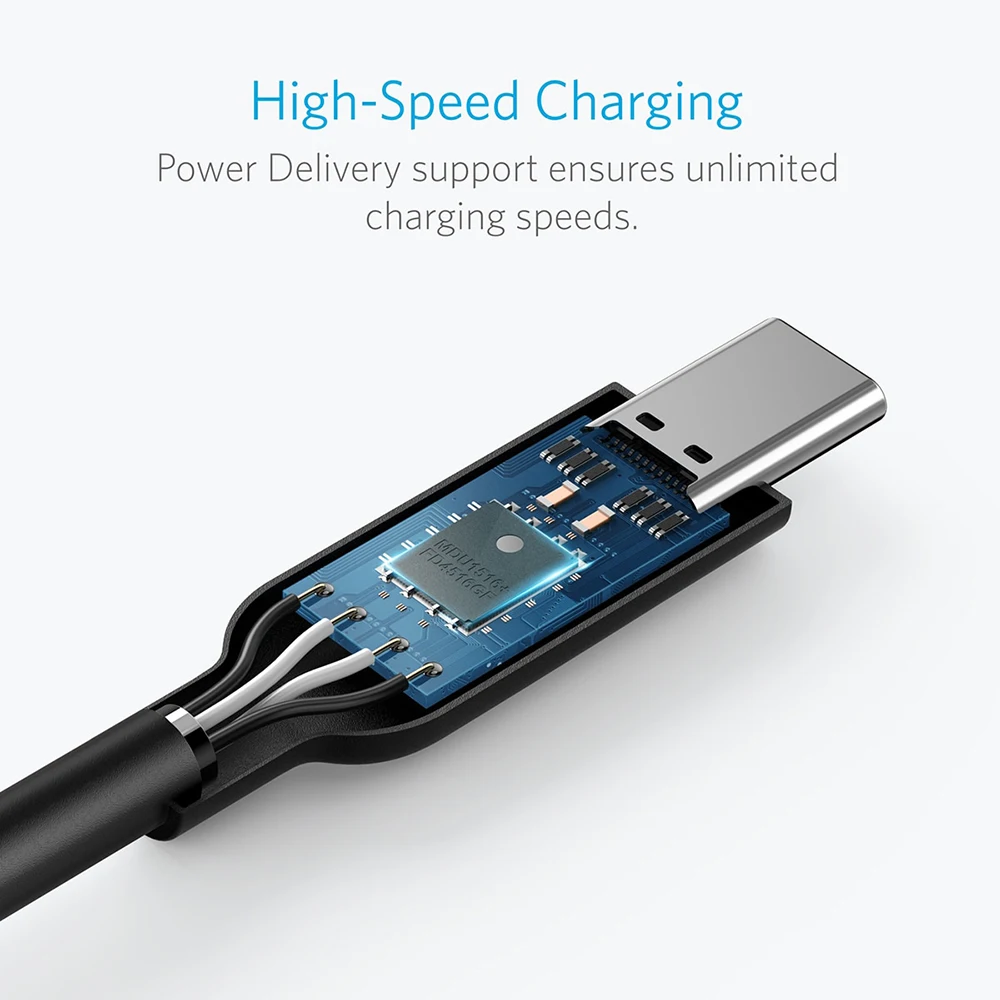 Кабель Anker Powerline II USB-C 3 1 Gen 2 (3 фута) с блоком питания для Samsung Galaxy Huawei Matebook MacBook Pixel и