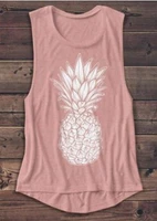 2018 new women tank tops pineapple printed casual female tank fashion summer pink femme vest loose ladies tops t shirt