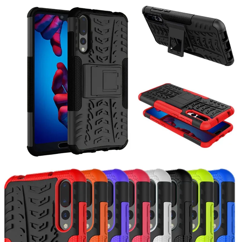Чехол для Huawei P20 / Pro гибридный защитный чехол из поликарбоната и ТПУ с подставкой