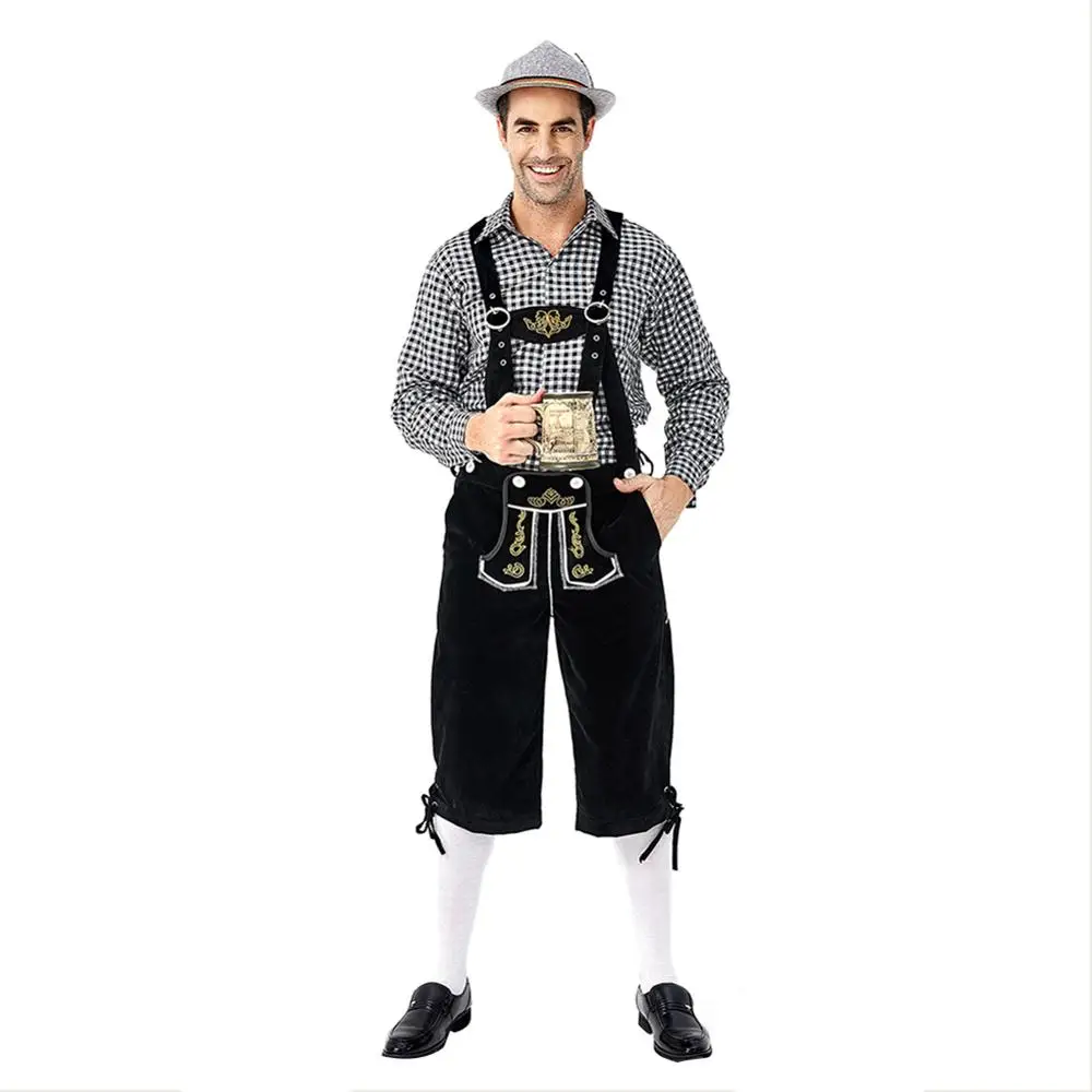 Костюм Октоберфест Lederhosen баварский Немецкий фестиваль пива черные брюки рубашки