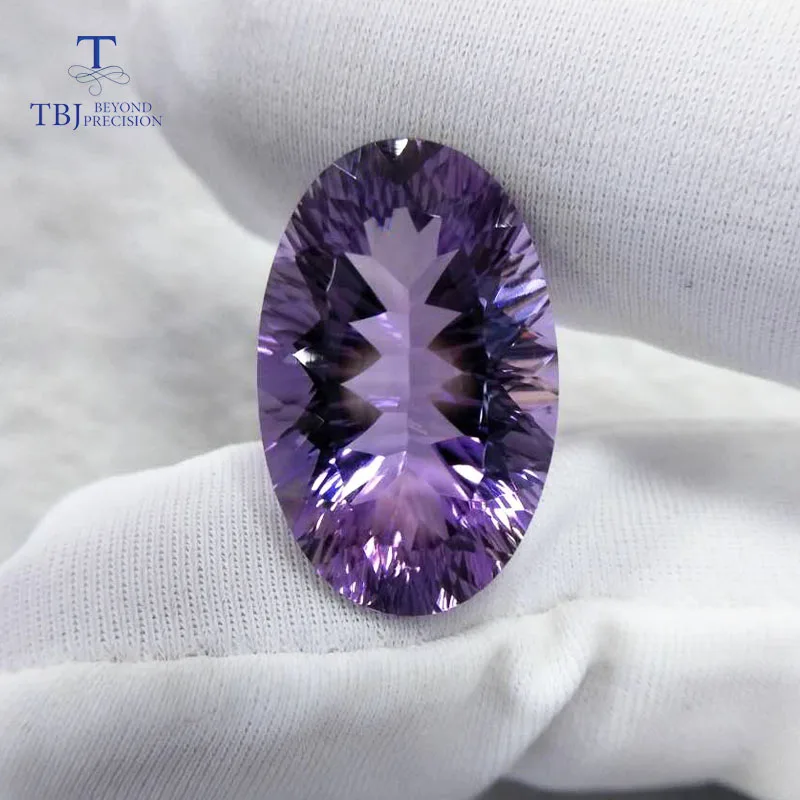 Tbj натуральный аметист овальной огранки 14*22 мм вогнутая огранка ard 17.7ct для серебра