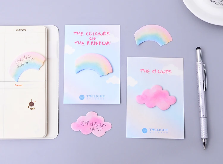 2 шт./лот Творческий Радуга облако memo pad Sticky заметки тетрадь стикеры школьные принадлежности канцелярские