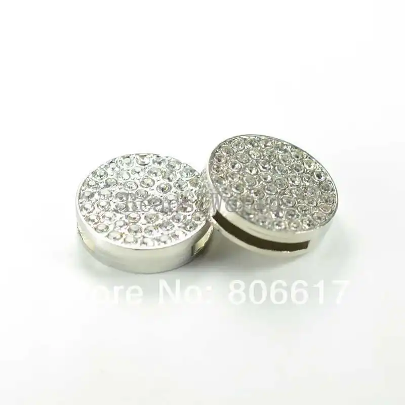 Лучшее качество 5 шт Серебряный тон прозрачный горный хрусталь круглый слайд