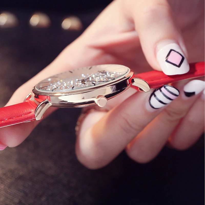 

Luxury Women Quartz Watches Montre Femme Horloge Leather Band Diamond Wrist Watch Fashion Crystal Clock Reloj Mujer Relojes