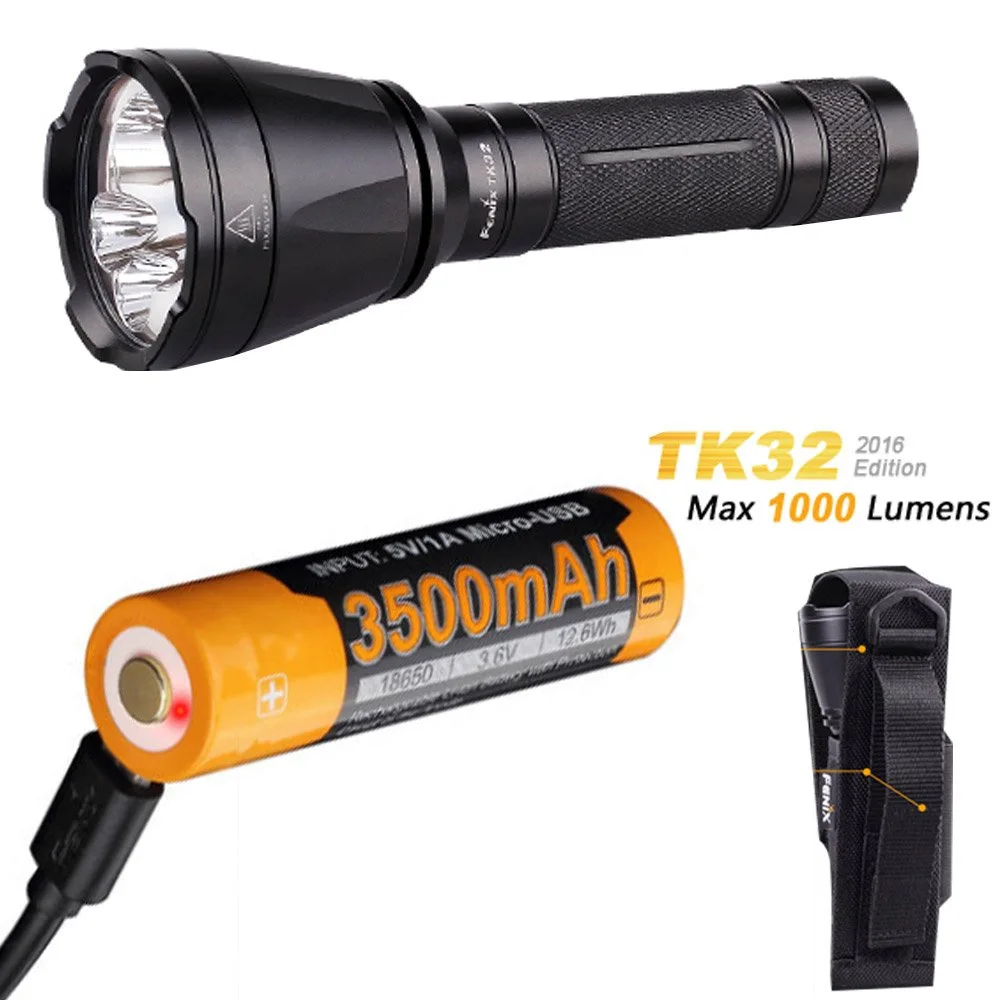 Fenix TK32 2016 CREE LED 1000 Lumen built in Red Green Lights and dual tail switch tactical Flashlight + ARB-L18-3500U battery | Освещение